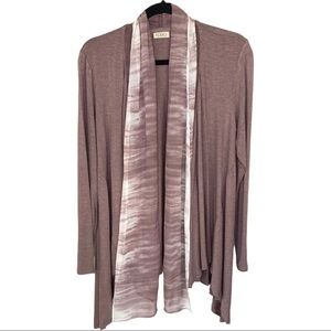 LOGO lounge Mauve Open Cardigan w/Chiffon Lapels